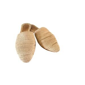 Babouche Tayri Natural Slippers BULL PASHA Hand Woven Slip On Mules sz 8